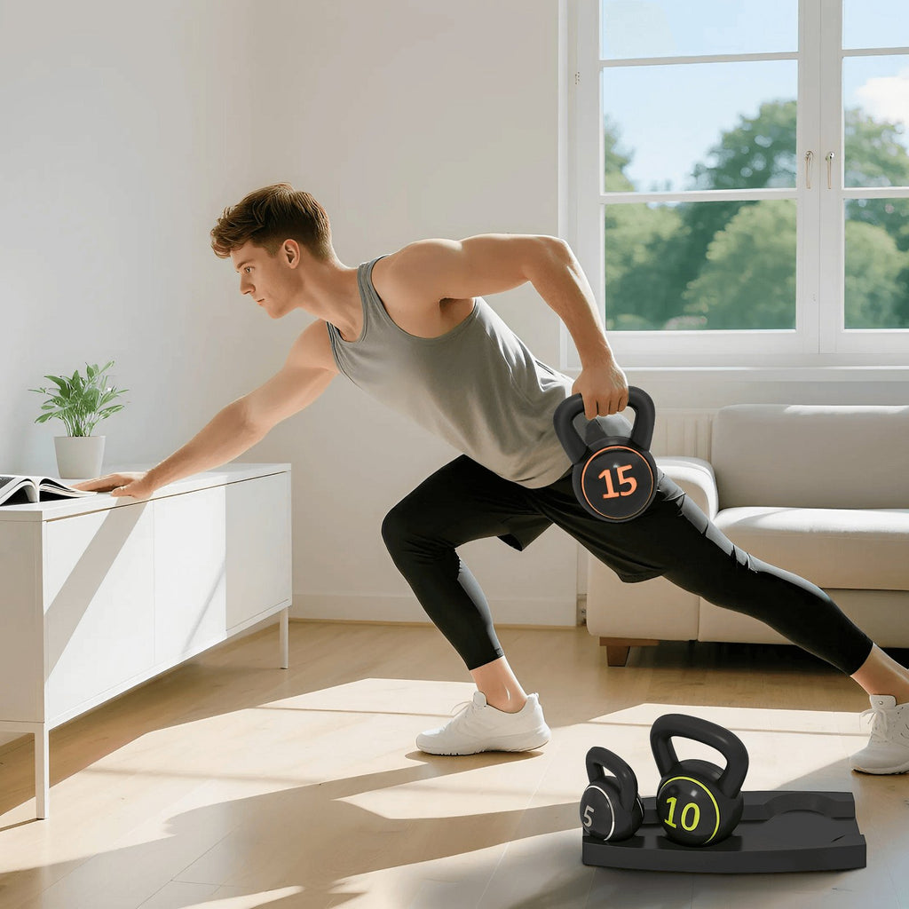 Kuglehantler, 2,2 kg, 4,5 kg, 6,8 kg, 3-er sett for gymnastikk