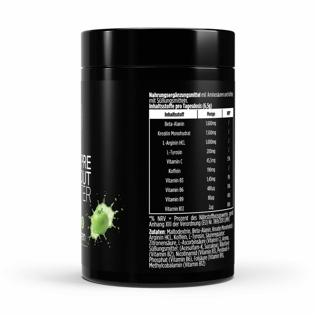 PEAKDRIVE Pre-Workout Booster Apfel Seitenansicht