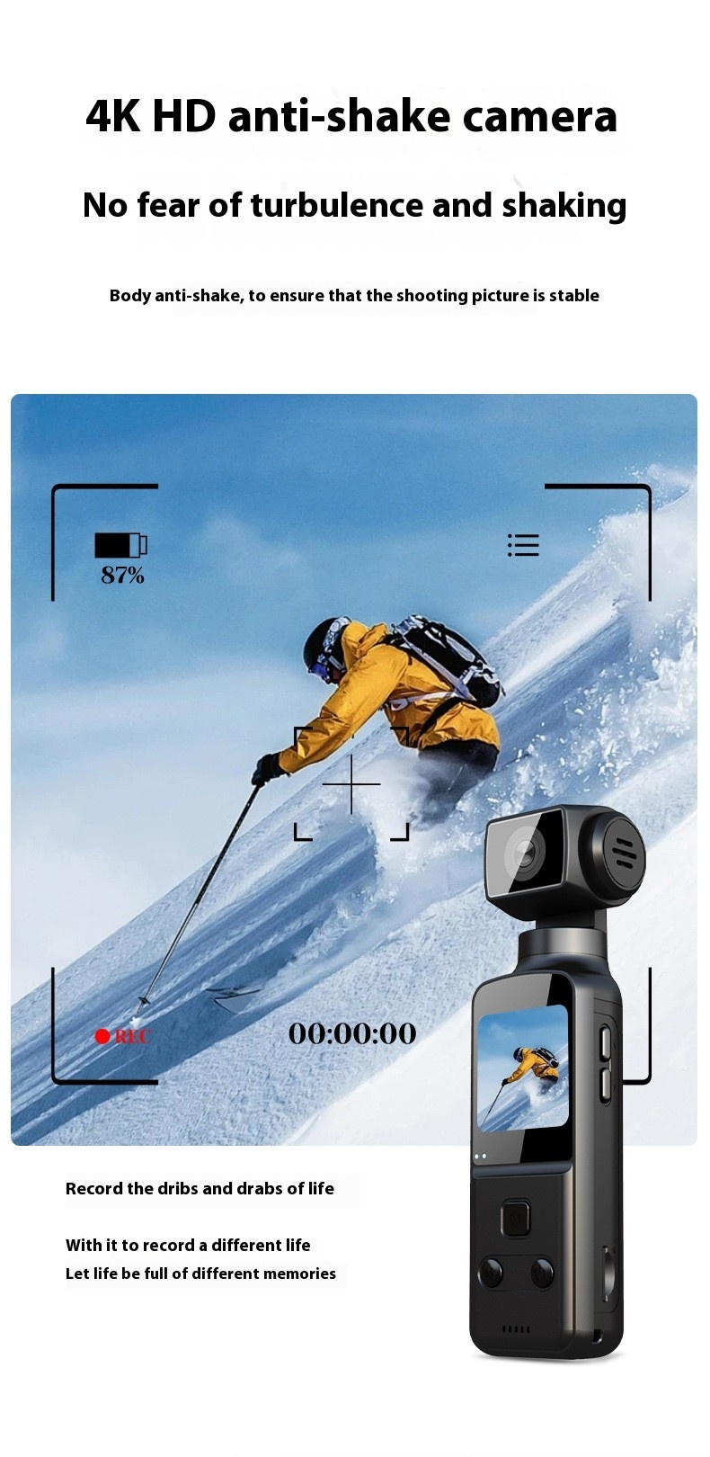 4K HD Mini Sportkamera mit Bildstabilisierung