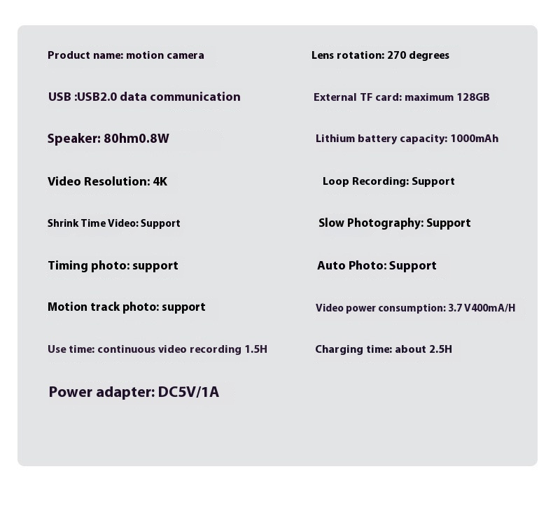 4K HD Mini Sportkamera mit Bildstabilisierung