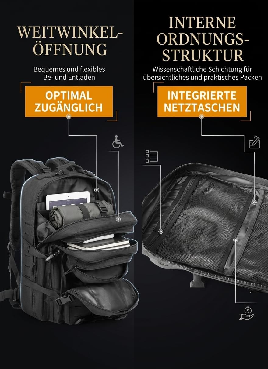 Luxuriöser Outdoor Rucksack, wasserdicht und stilvoll für anspruchsvolle Abenteurer im eleganten Design