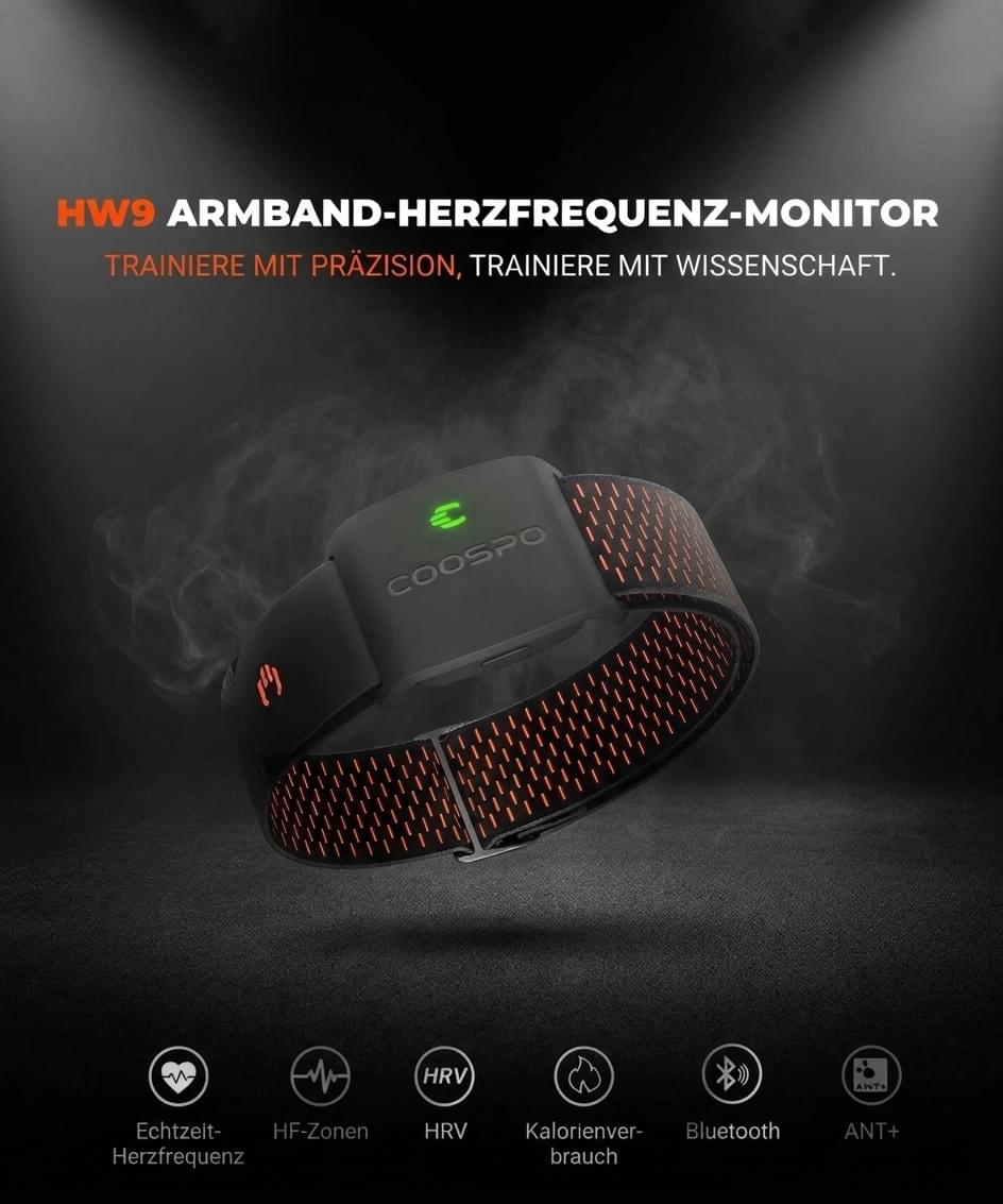 COOSPO HW9 – Bluetooth ve ANT+ Bağlantılı Optik Kol Tipi Nabız Sensörü