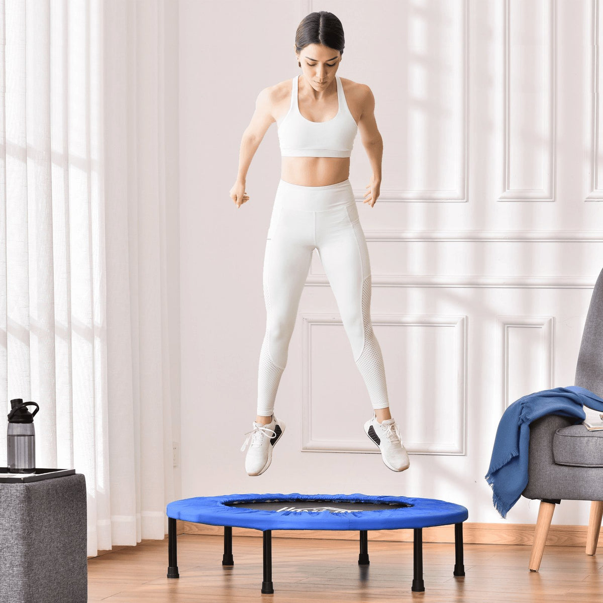 Fitness Trambolin Ø91 Cm Mini Trambolin Kaymaz Ayaklı Siyah+Mavi